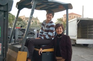 Loriana and Maria Pia working hard at the press